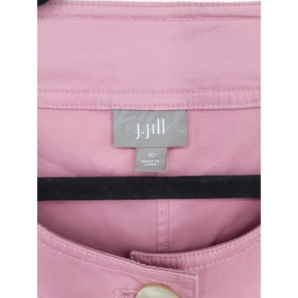 J.Jill Womens Jacket Size 10 Pink Button Front 3/4 Sleeve Cotton Blend - Picture 3 of 4